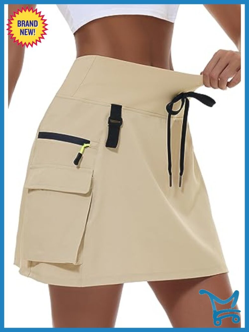 Hiking Cargo Skort with Zipper Pockets, High Waisted Quick Dry Golf Workout